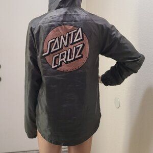 NEW NWOT! SANTA CRUZ DOT LOGO WINDBREAKER JACKET HOODED SOFT LINING WOMEN'S sz S
